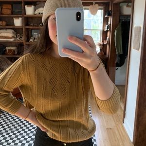 Camel vintage sweater with open work detail